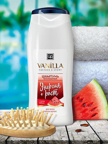 Бессульфатный шампунь «VANILLA» с соком арбуза для всех типов волос