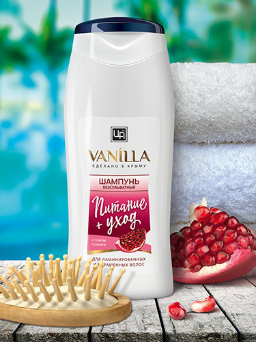 Бессульфатный шампунь «VANILLA» с соком граната для ламинированных и окрашенных волос, 250 мл.