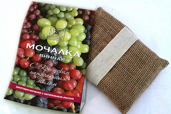Джутовая мочалка с натуральным мылом «Винная»